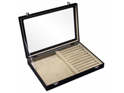 Caixa De Joias 35 X 24 Cm Couro Verde Creme/preto