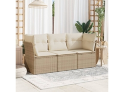 Conjunto de sofá de jardim de 3 peças com almofadas de veludo bege Lovely Home