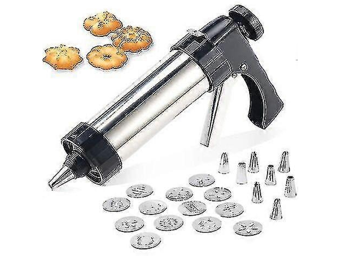 Pistola De Confeitar Profissional Em Aço Inoxidável Com Seringa, 13 Discos Para Biscoitos E 8 Bicos - Xt
