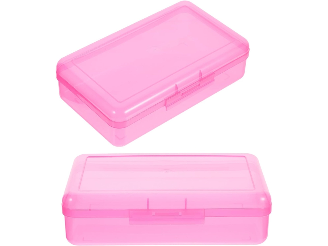 2 Estojo para Lápis de Cor em Transparente, Rosa, para Escritório CHABERLU