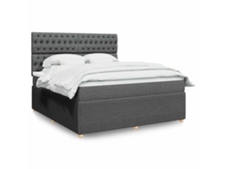 Vidaxl Cama Com Molas/colchão 180x200 Cm Tecido Cinzento-escuro