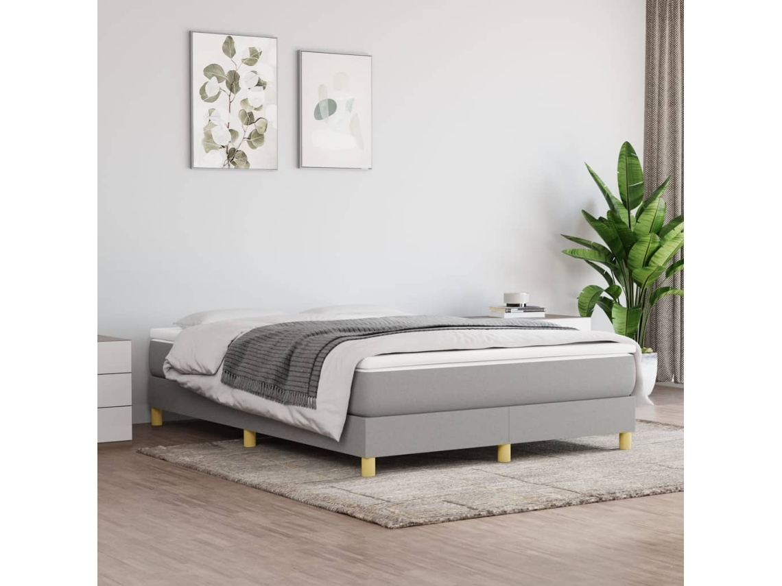 Cama com molas/colchão 140x200 cm tecido cinzento-claro