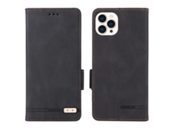 Capa Em Couro Pu, Com Suporte, Para Iphone 16pro Max - Preto