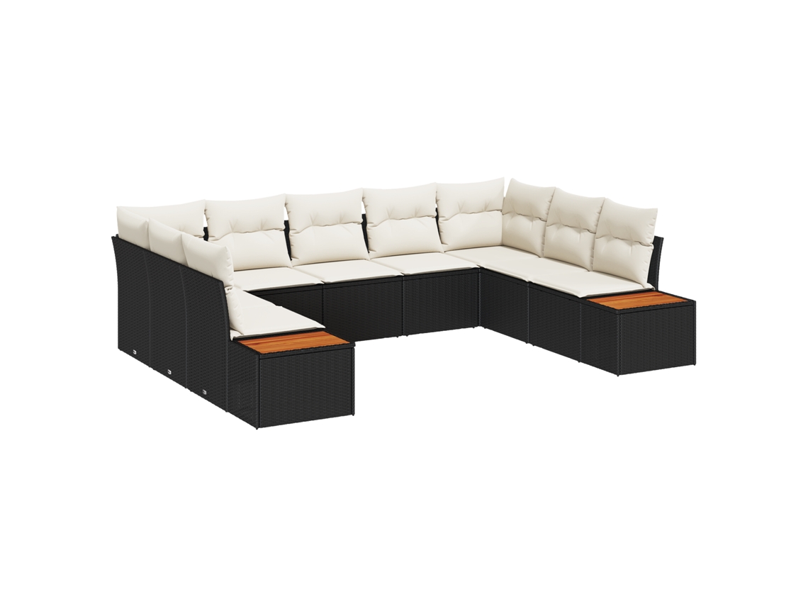 Conjunto 5 Sofá Exterior Vidaxl Preto Vime Pe (289 X 209 X 85 Cm)