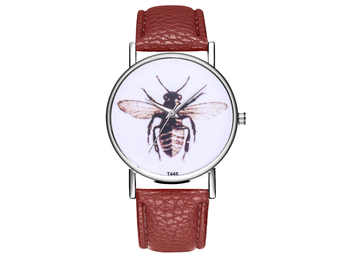 Relógio de Pulso Masculino de Quartzo com Pulseira de Couro Pu Esportivo Café T445