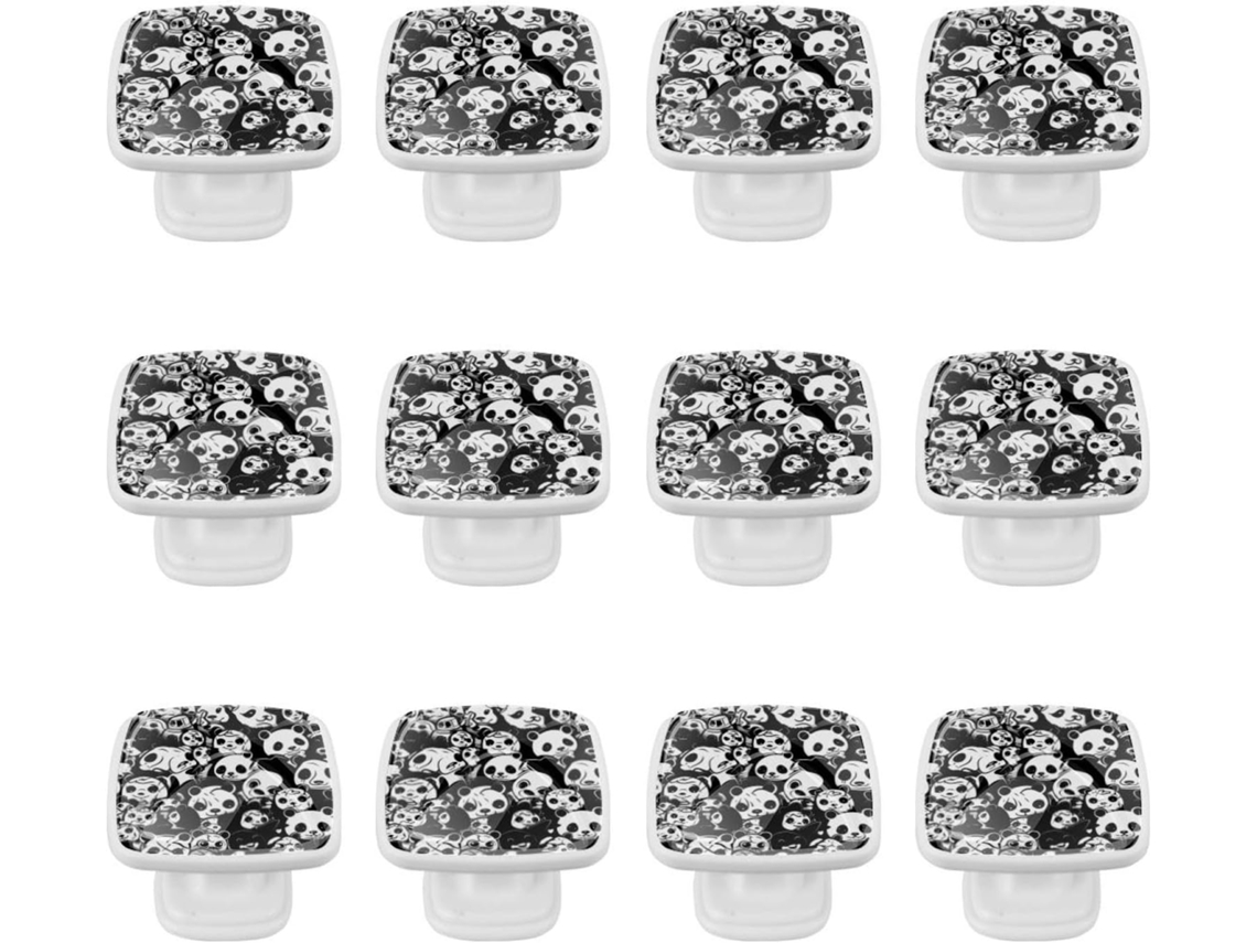 Puxadores Quadrados Para Armários De Cozinha, Puxadores Para Armários E Gavetas, 12 Peças, Estampa Animal Panda