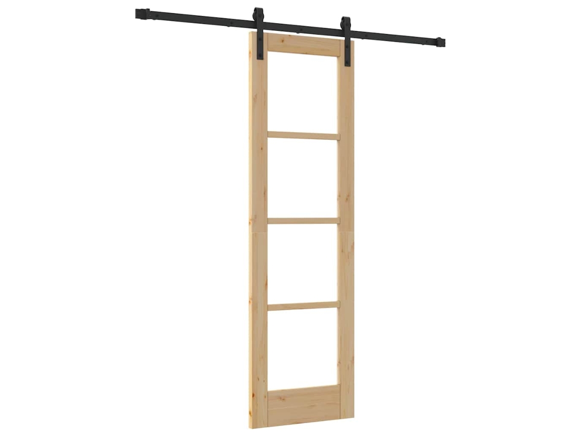 Conjunto 1 Porta Deslizante Vidaxl Castanho Madeira De Pinho Maciça (61 X 198,5 Cm)