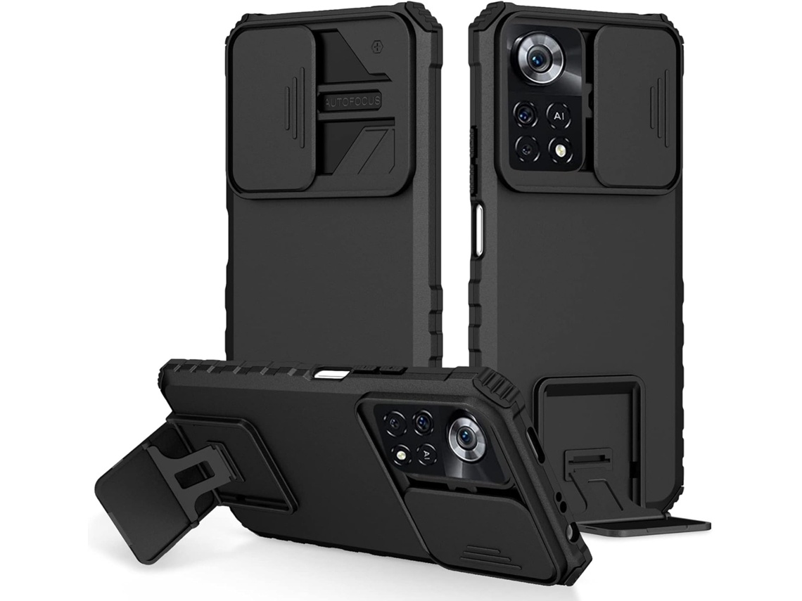 Capa Militar Proteção Câmera para Xiaomi Poco X4 Pro 5G HONGWE. Anti-Choque Preto