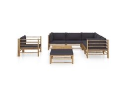 Maison Exclusive - 8 Pcs Conj. Lounge Jardim Em Bambu C/ Almofadões Cinza-escuro