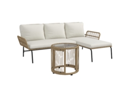 Conjunto Lounge Jardim Vime QINGYU TECH com 122x79x75cm, Branco e Creme