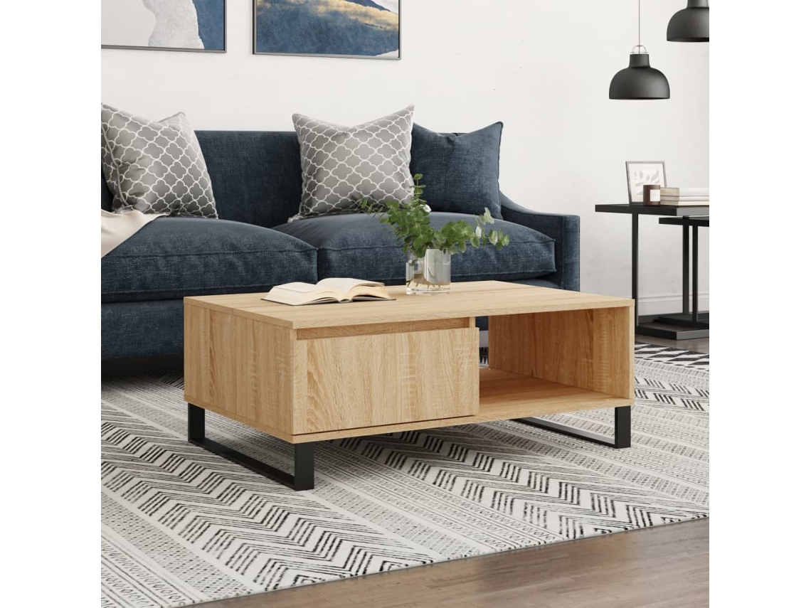 Vidaxl Mesa De Centro 90x60x35 Cm Derivados De Madeira Carvalho Sonoma
