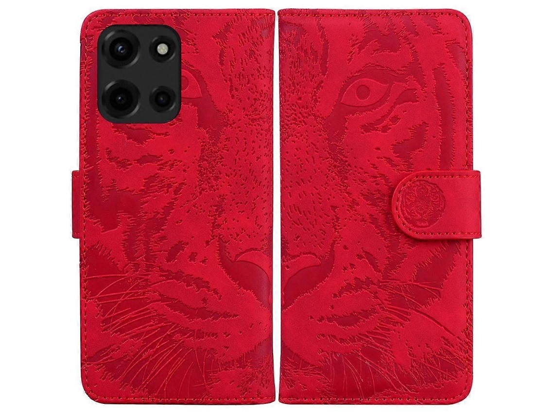 Capa De Couro Para Celular Com Estampa De Tigre Em Relevo