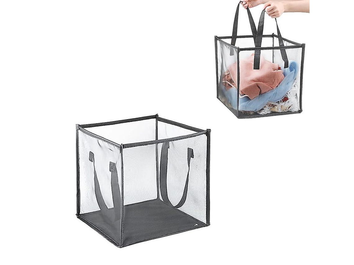 Lurelia Cesto Estreito Dobrável Autoportante Alças 33 X 33 X 33 Cm Malha Cinza Lavandaria