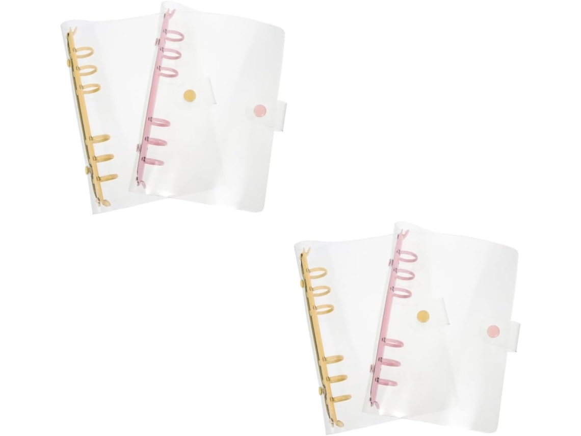 Conjunto De 4 Cadernos Com Capa Transparente Em Pvc E Fecho De Pressão, Estojo Decorativo Para Estud Gokoco