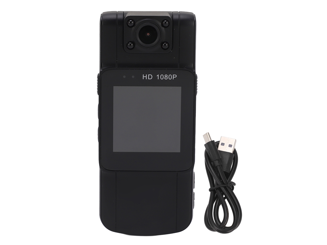 Câmara Corporal Mini 1080p Visão Noturna Infrarroja Detecção De Movimento Lente Rotatória 180 Graus Tela De 1.54 Polegadas