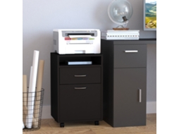 Gaveteiro Organizador De Arquivos Preto 40x35x60cm Com Gaveta Para Escritório E Home Office, Compacto E Funcional Quenty