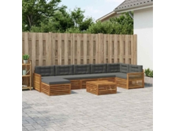 Vidaxl Conjunto De Sofás Para Exterior 8 Unid. Natural E Antracite