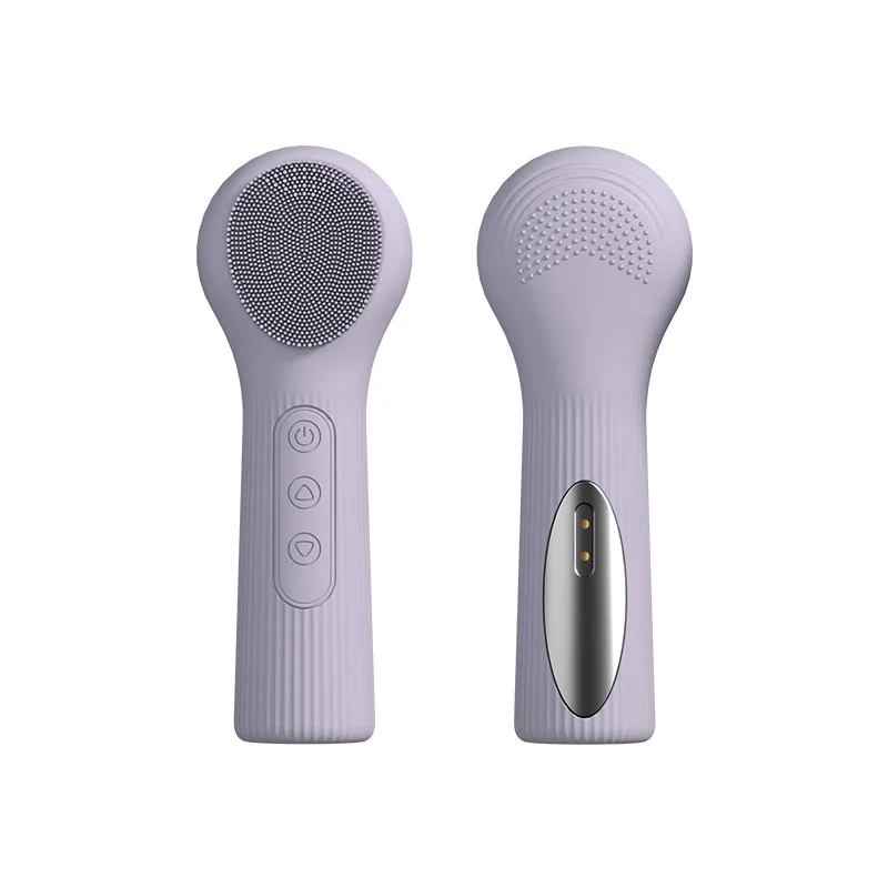 Escova De Limpeza Facial De Silicone Aquecida, Vibratória E À Prova D'água (roxa)