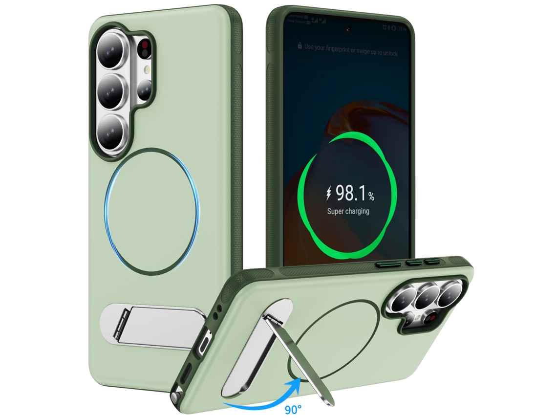 Capa Magnética Para Celular Samsung Com Suporte E Proteção Contra Quedas.verde Musgo, S24 Ultra