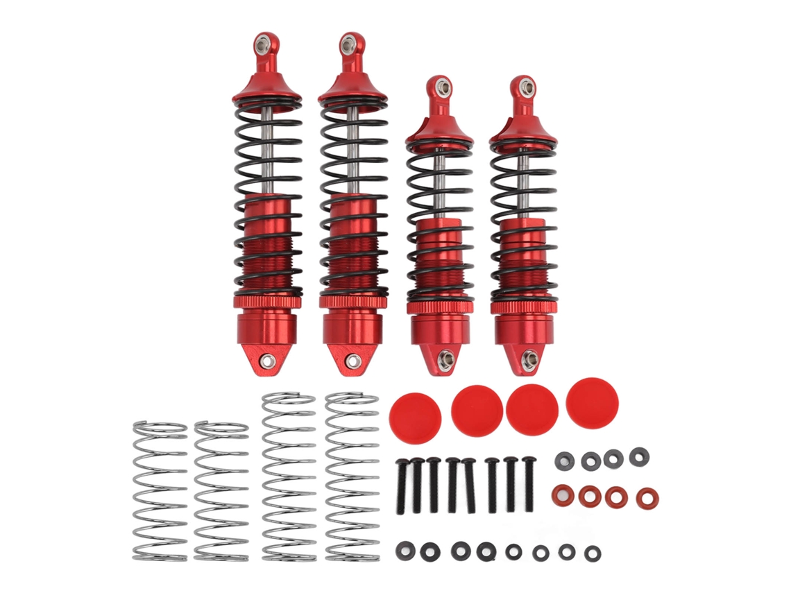 Yui Conjunto de 4 Amortecedores Dianteiros e Traseiros com Molas de Liga de Alumínio para Carro RC Traxxas Slash 1/10 (Vermelho)