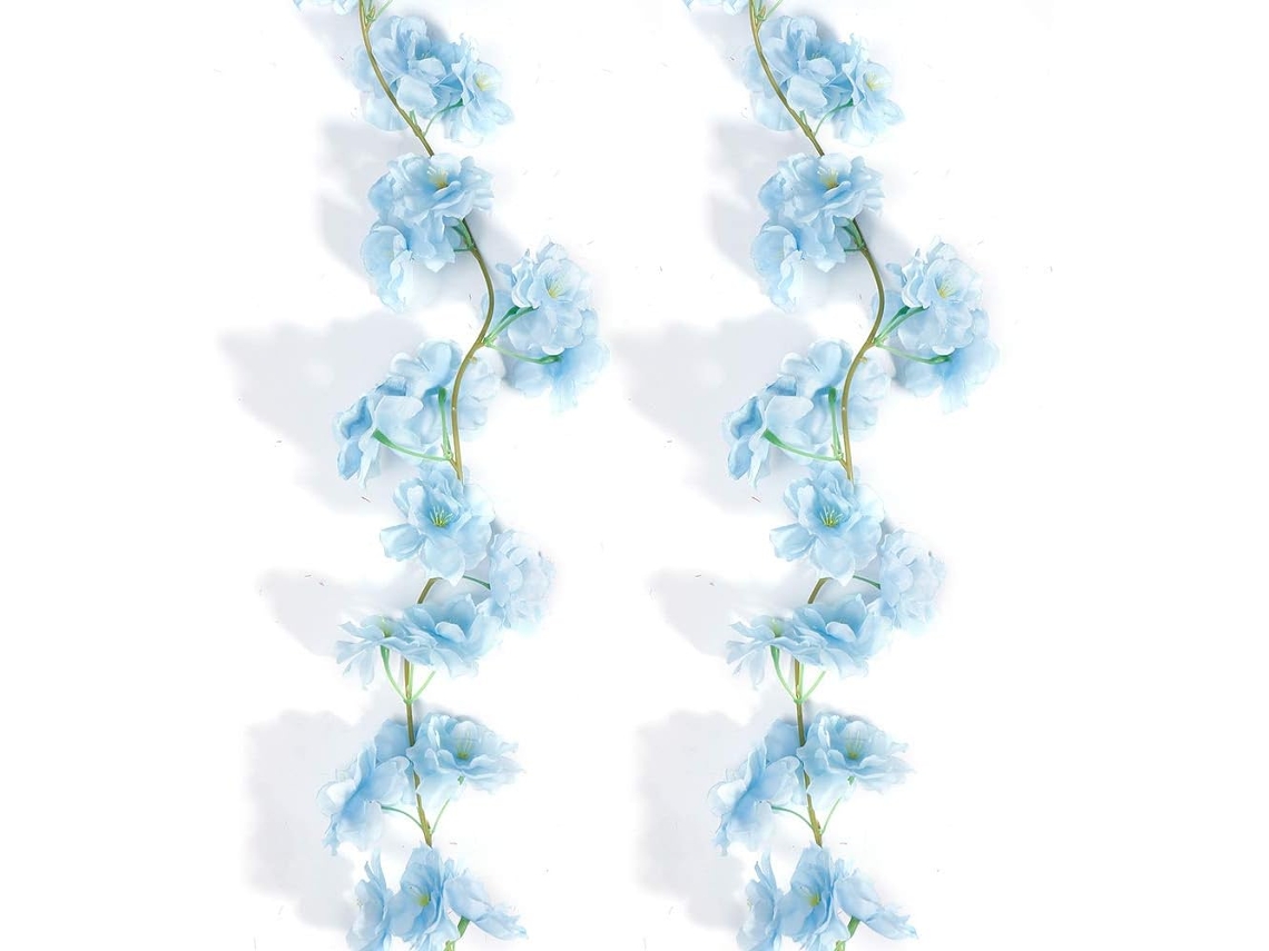 2 Peças, Guirlanda Artificial de Flores de Cerejeira de 2 Metros para Pendurar, para Casa e Casamento, Festas AQUAFORGE (6, 5 Pés)