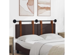Vidaxl Cabeceira Suspensa Com Luz Led Marrom Escuro Pu Antigo