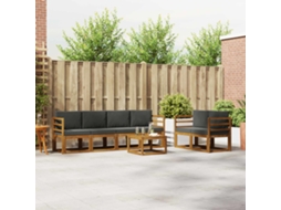 Vidaxl Conjunto De Sofás Para Exterior 7 Unid. Natural E Antracite