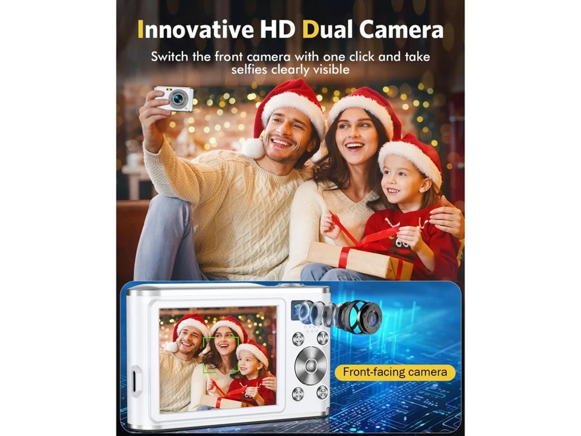 Câmera Digital Fhd 4k 48mp Com Foco Automático Câmera Dupla Zoom Digital 16x Com Cartão De 32gb Para Crianças Meninos Meninas Adolescentes Yizhood