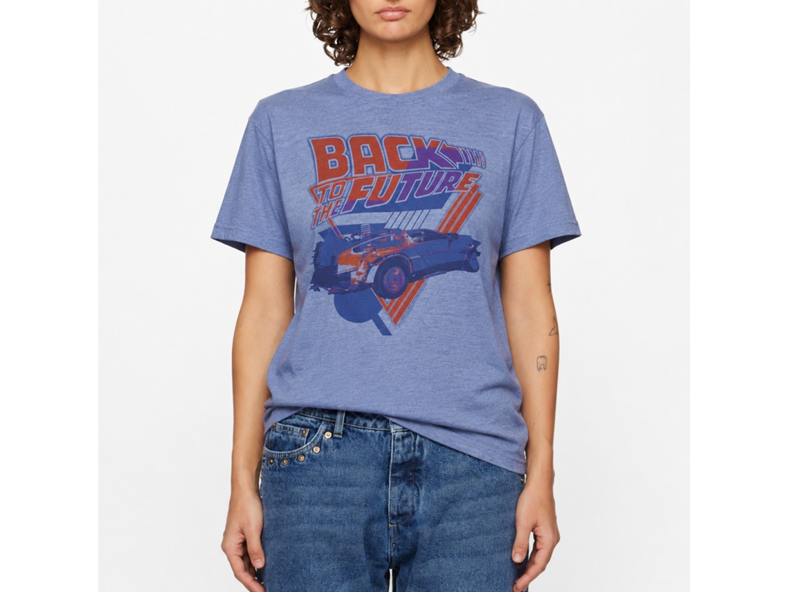 Rockinstone Back To The Future Movie The Blues Heather Light Blue Adult T-shirt Size:m