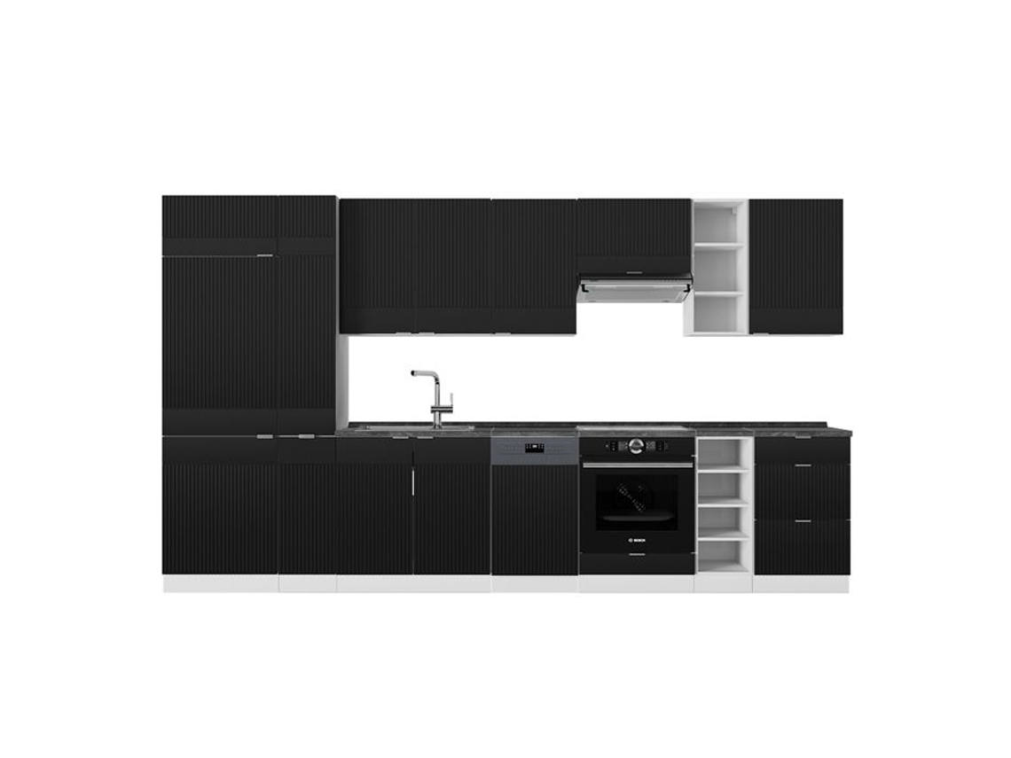 Cozinha Fame-line, 355cm, Pt Antracite, Preto Listrado/branco, Branco, Vicco