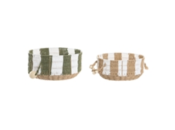 Conjunto de 2 cestos de fibra natural Home Esprit Green Creme Tropical