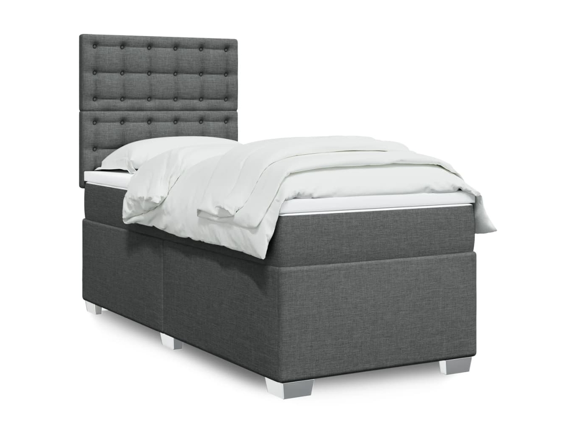 Vidaxl Cama Com Molas/colchão 80x200 Cm Tecido Cinzento-escuro