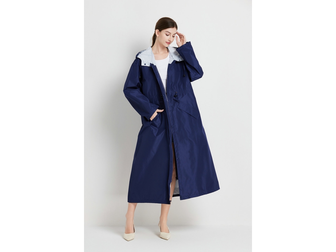 Poncho De Chuva Com Capuz, Azul, M 150-170 Cm, Elysve