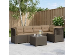 Vidaxl Sofá De Jardim De 5 Pessoas Com Almofadas Visual De Rattan Pp