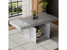 Mesa Jantar Extensível Automática 140/180x80x76cm, Design Moderno Que Poupa Espaço Na Cozinha