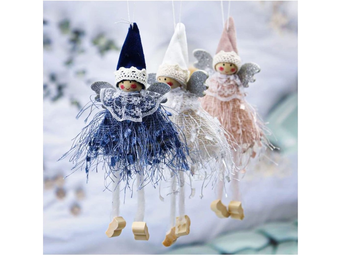 Pacotes de Figuras de Pelúcia de Anjo de Natal Mini Figuras de Anjo Penduradas Presentes para Crianças Pingentes de Anjo de Pelúcia de Natal