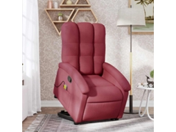 Vidaxl Poltrona De Massagens Reclin. Elevatória Tecido Vermelho Tinto