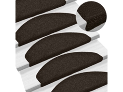 Vidaxl Tapetes De Escada Autoadesivos 5 Peças 65x21x4 Cm Marrom Escuro Semicircular Grande