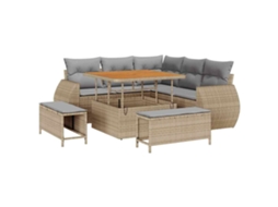 Maison Exclusive - Conjunto De Sofá De Jardim 8 Pcs Bege E Cinzento Claro