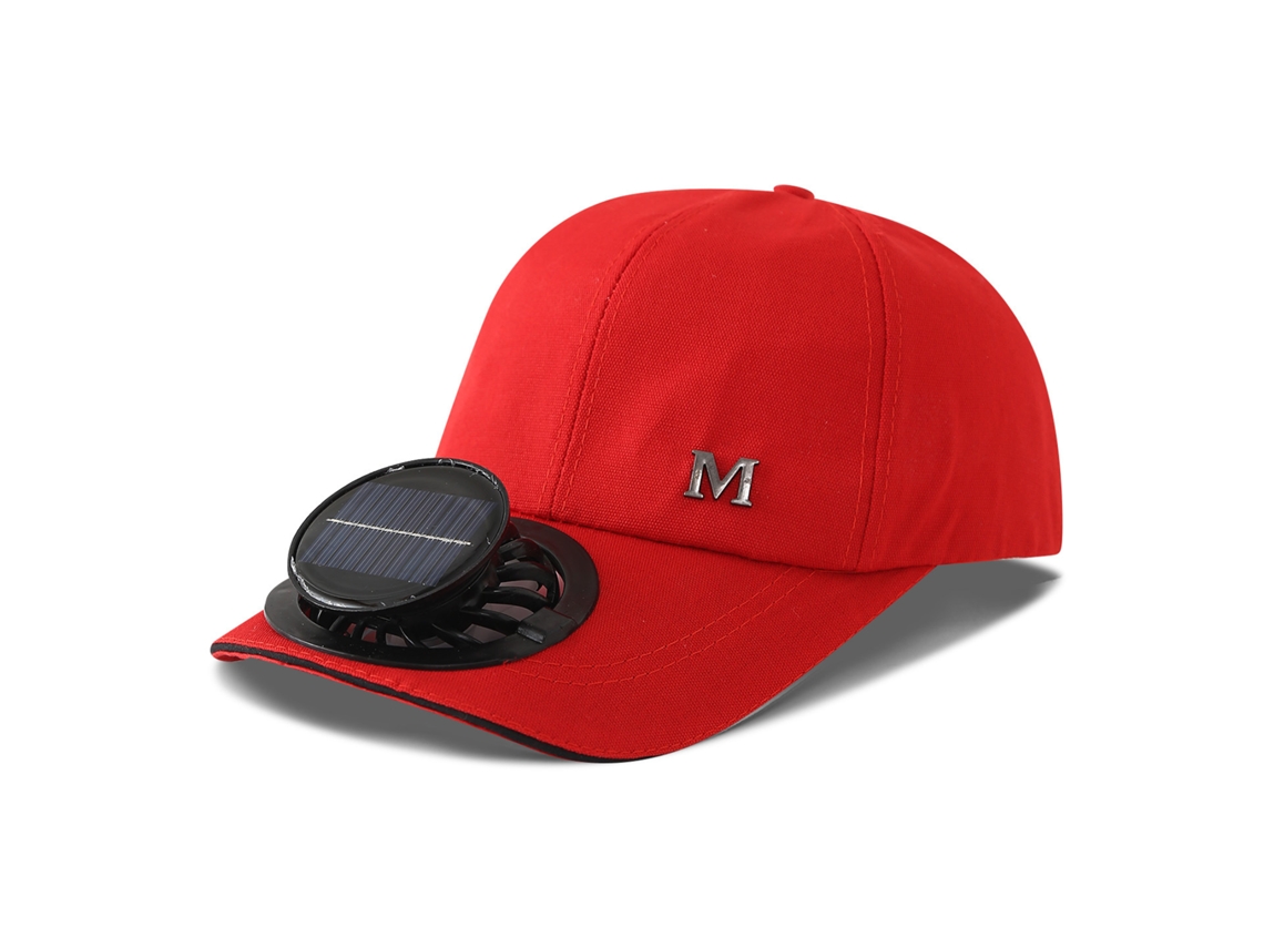 Chapéu com Ventilador Movido a Energia Solar MDUG (vermelho Vivo)