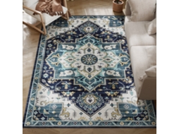 Tapete Boêmio Multicolorido Antiderrapante E Lavável, Para Sala De Estar Quarto Com Pelo Curto, 230x160 Cm,