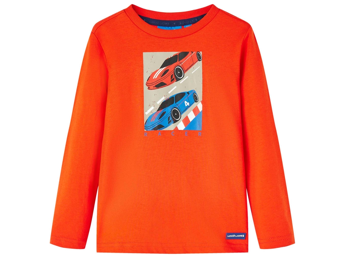 T-shirt De Manga Comprida Para Criança Laranja Brilhante 128