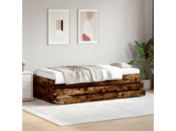 Vidaxl Sofá-cama Com Gavetas Sem Colchão 100x200 Cm Carvalho Fumado