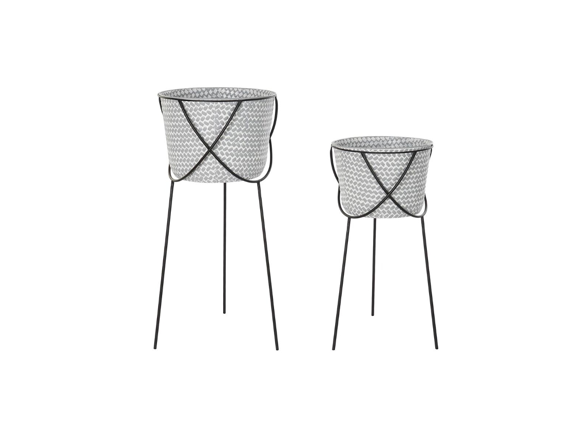 Conjunto de Vasos DKD HOME DECOR Preto Cinzento Metal Ferro Quadrado 30 X 40 Cm 37 X 37 X 82 Cm 2 Unidades