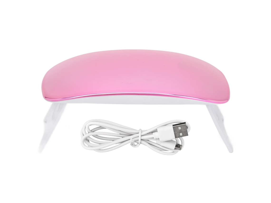 Lâmpada De Unhas Portátil Dobrável De 6w, Secadora De Mão, Cura Rápida Uv Led Para Manicure, Cor Rosa