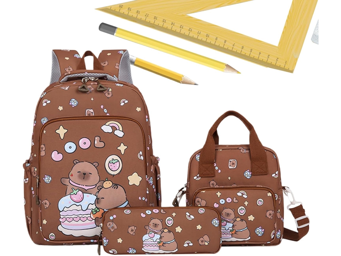 Mochila Capybara Genérica, Conjunto De De Viagem, Para, Lancheira Térmica, Estojo Organizador Combinando,