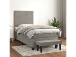 Vidaxl Cama Com Molas/colchão 90x190 Cm Veludo Cinza-claro