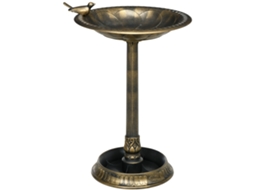 Bebedouro Para Pássaros De Jardim Externo Com 2 Níveis, Recipientes Para Água E Comida, Design Retrô E Elegante Em Bronze.