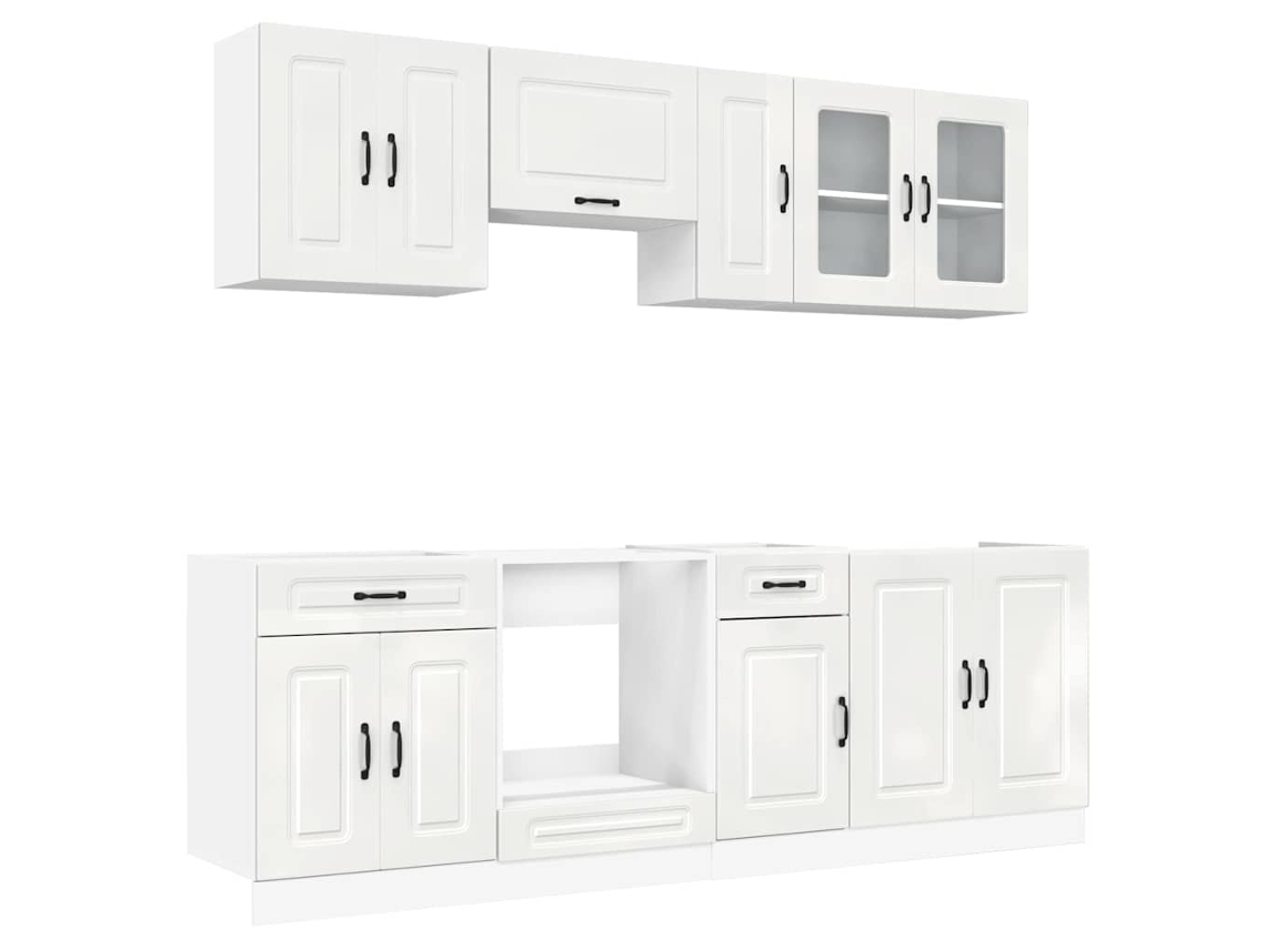 Conjunto 8 Armário de Cozinha Conjunto Kalmar VIDAXL Branco Brilhante
