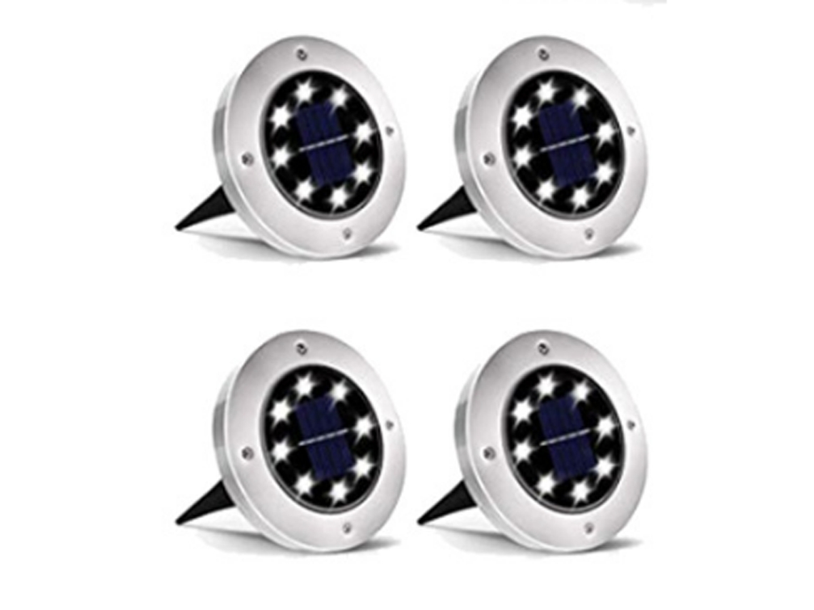 Conjunto de 4 luminárias solares de LED para exterior, para jardim, branco quente, da Zqkla Brilvibera.